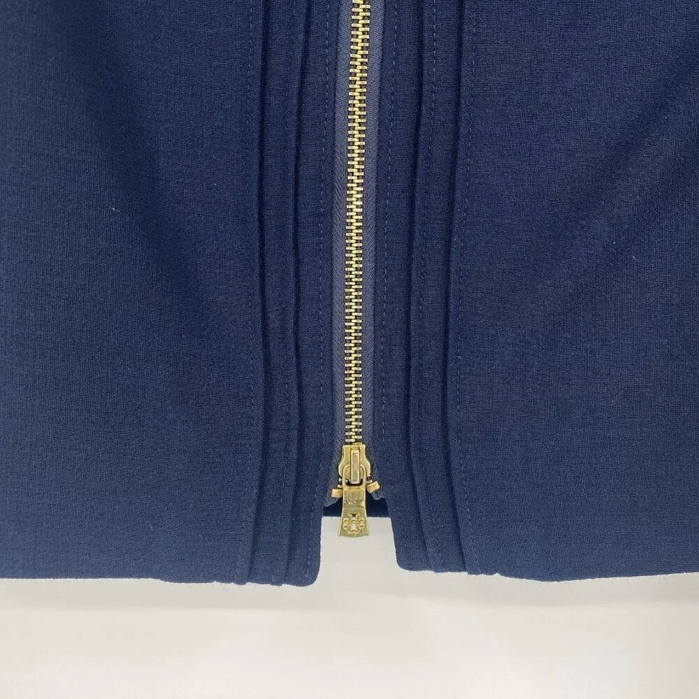 Tory Burch Size 6 Blue Rosalyn Pencil Skirt Wool Blend High Waist Gold Zippers